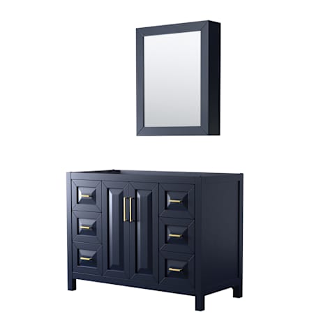 Wyndham Collection Daria 47" Single Free Standing Vanity Cabinet - Less Vanity Top Dark Blue / Brushed Gold Hardware