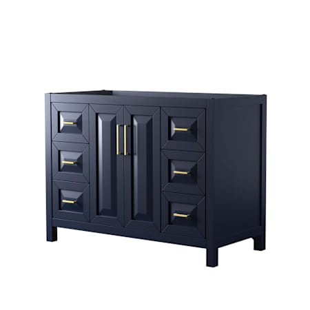 Wyndham Collection Daria 47" Single Free Standing Vanity Cabinet Only - Less Vanity Top Dark Blue / Brushed Gold Hardware