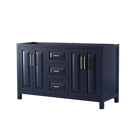 Wyndham Collection Daria 59" Double Free Standing Vanity Cabinet Only - Less Vanity Top Dark Blue / Brushed Gold Hardware