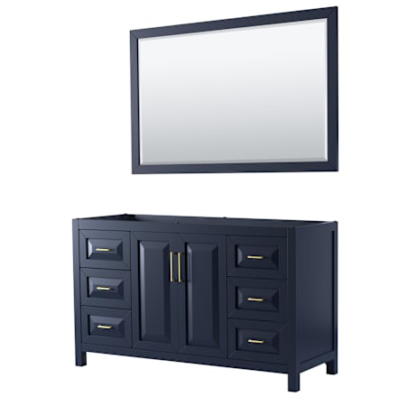 Wyndham Collection Daria 59" Single Free Standing Vanity Cabinet - Less Vanity Top Dark Blue / Brushed Gold Hardware
