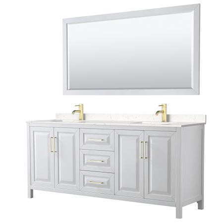 White / Carrara Cultured Marble Top / Brushed Gold Hardware