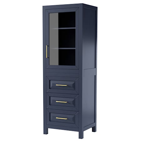 Wyndham Collection Daria 71-1/4" MDF Free Standing Bathroom Linen Tower Dark Blue / Brushed Gold Hardware