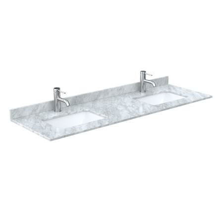 Wyndham Collection 66" Marble Vanity Top with Backsplash White Carrara Marble
