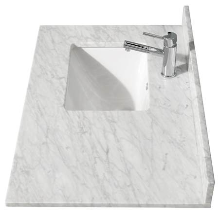 Wyndham Collection 36" Marble Vanity Top with Backsplash and Left Offset Bathroom Sink White Carrara Marble