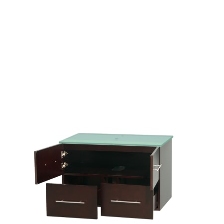 Open Vanity View with Green Glass Top Only