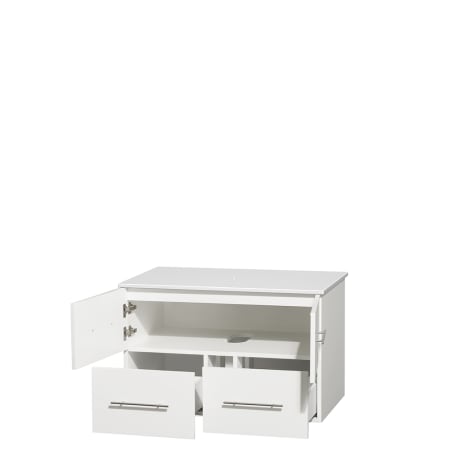 Open Vanity View with White Stone Top Only