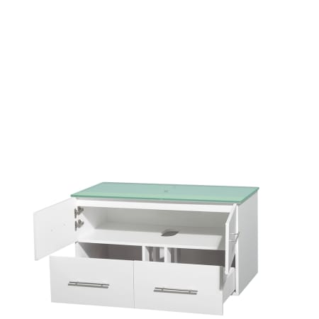 Open Vanity View with Green Glass Top Only