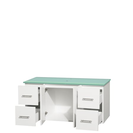 Open Vanity View with Green Glass Top Only