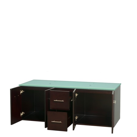 Open Vanity View with Green Glass Top Only