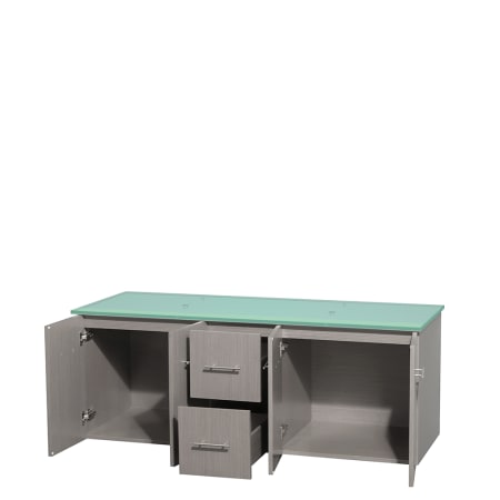 Open Vanity View with Green Glass Top Only