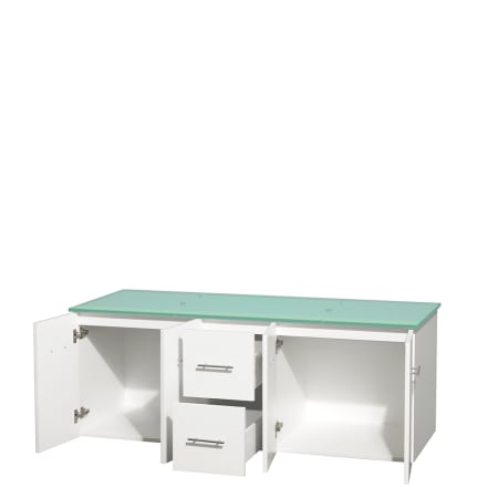 Open Vanity View with Green Glass Top Only