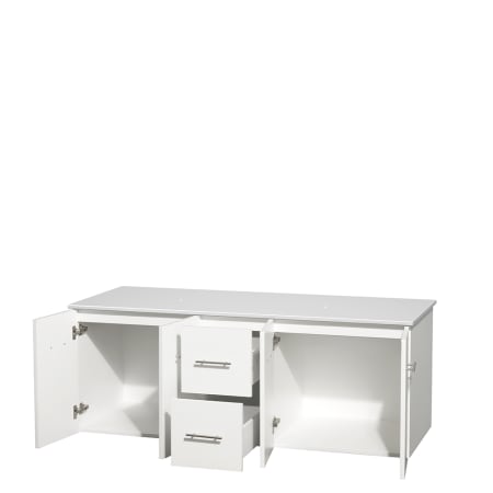 Open Vanity View with White Stone Top Only