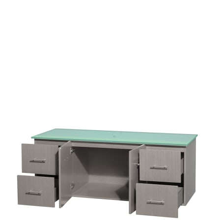 Open Vanity View with Green Glass Top Only