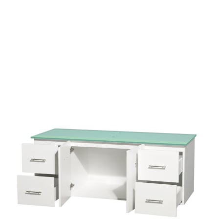 Open Vanity View with Green Glass Top Only