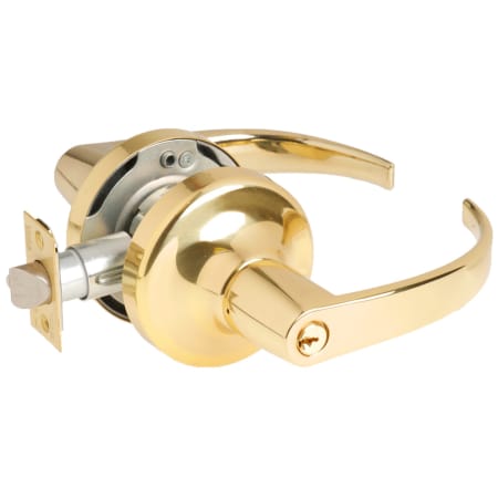 Yale 5300LN Series Pacific Beach Grade 2 Keyed Entry Classroom Door Lever Set Bright Brass