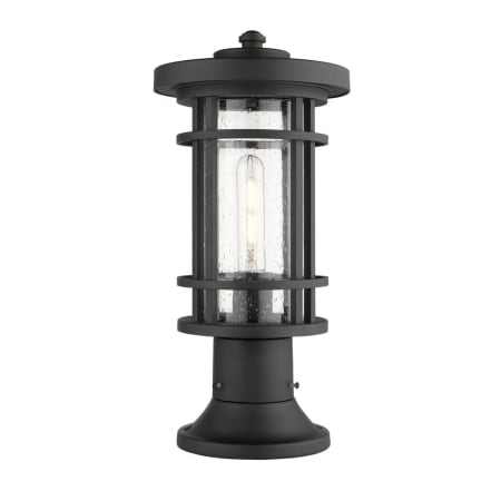 Z-Lite Jordan 17" Tall Outdoor Pier Mount Post Light with Seedy Glass and Round Post Mount Black