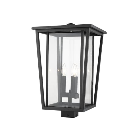 Z-Lite Seoul 3 Light 22" Tall Marine Grade Outdoor Single Head Post Light Black