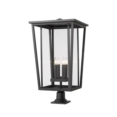 Z-Lite Seoul 4 Light 32" Tall Marine Grade Outdoor Pier Mount Post Light with Slim Base Black