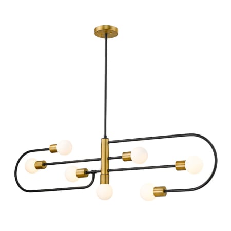 Z-Lite Neutra 7 Light 6" Wide Linear Chandelier Matte Black / Foundry Brass