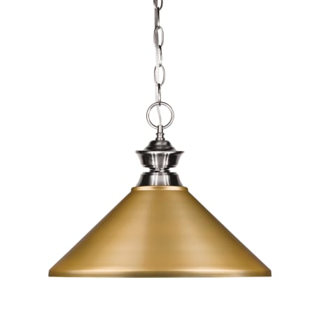 Z-Lite Pendant Lights Single Light 14" Wide Billiard Pendant with Satin Gold Metal Shade Brushed Nickel