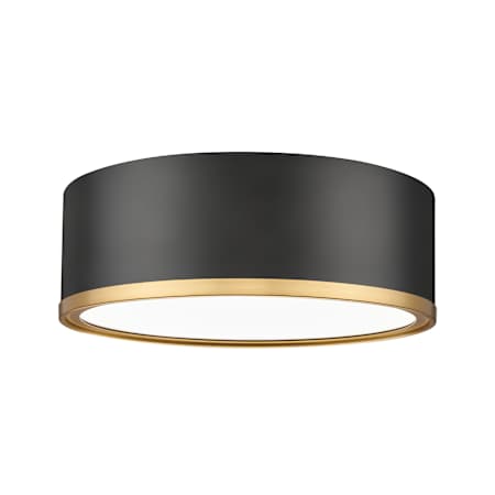 Z-Lite Bradley 13" Wide Flush Mount Drum Ceiling Fixture Matte Black / Modern Gold