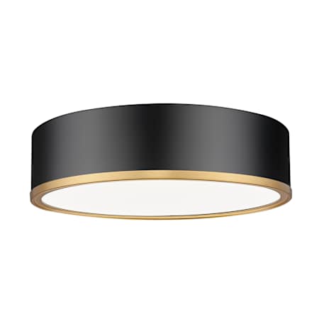 Z-Lite Bradley 16" Wide Flush Mount Drum Ceiling Fixture Matte Black / Modern Gold