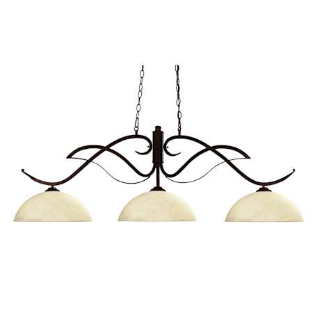 Z-Lite Phoenix 3 Light 52" Wide Billiard / Island Chandelier with Glass White Shades Bronze
