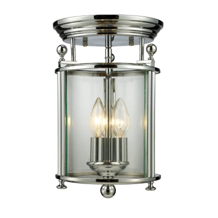Z-Lite Wyndham 3 Light Flushmount Ceiling Fixture with Clear Shade Chrome