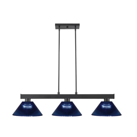 Z-Lite Cobalt 3 Light 50" Wide Linear Pendant with Dark Blue Shades Matte Black