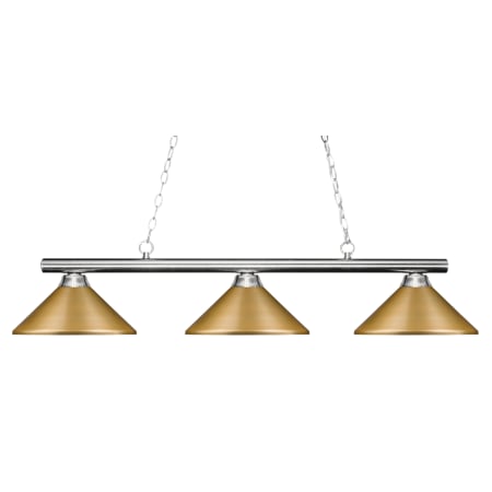 Z-Lite Sharp Shooter 3 Light 48" Wide Billiard Multi Light Pendant with Satin Gold Metal Shade Chrome