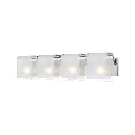 Z-Lite Zephyr 4 Light Vanity Light with Clear Beveled and Frosted Glass Shade Brushed Nickel