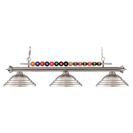 Z-Lite Shark 3 Light Billiard Chandelier with Nickel Metal Shades Brushed Nickel