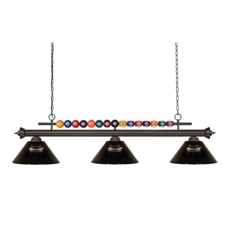 Z-Lite Shark 3 Light 58" Wide Billiard Chandelier with Smoke Synthetic Shades Bronze