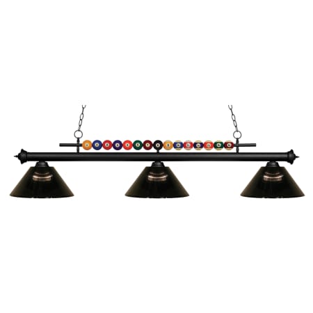 Z-Lite Shark 3 Light 58" Wide Billiard Chandelier with Smoke Synthetic Shades Matte Black