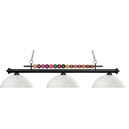 Z-Lite Shark 3 Light 58" Wide Billiard Chandelier with Matte Opal Glass Shades Matte Black