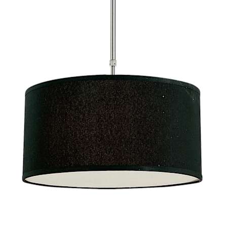 Z-Lite Albion 3 Light 16" Wide Linen Fabric Drum Shade Pendant Brushed Nickel / Black