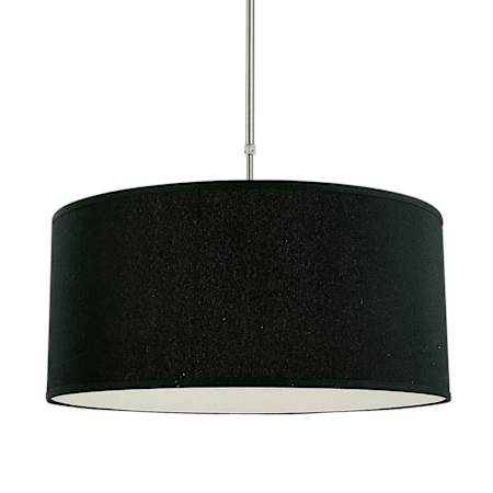 Z-Lite Albion 3 Light 24" Wide Linen Fabric Drum Shade Pendant Brushed Nickel / Black