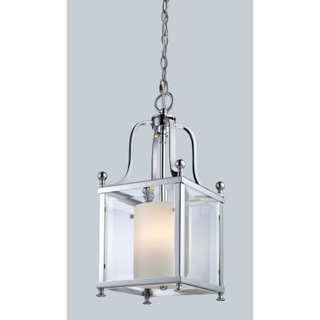 Z-Lite Fairview 3 Light Mini Pendant with Clear Beveled Outside Glass and Matte Opal Glass Inside Shade Chrome