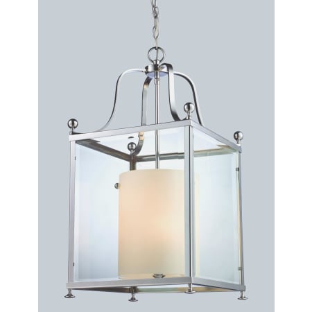 Z-Lite Fairview 6 Light Full Sized Pendant with Clear Beveled Outside Glass and Matte Opal Glass Inside Shade Chrome