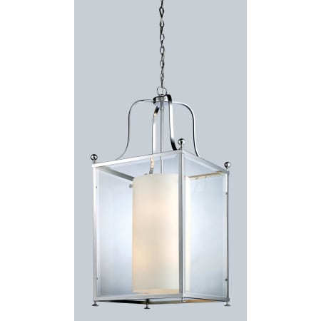 Z-Lite Fairview 8 Light Full Sized Pendant with Clear Beveled Outside Glass and Matte Opal Glass Inside Shade Chrome