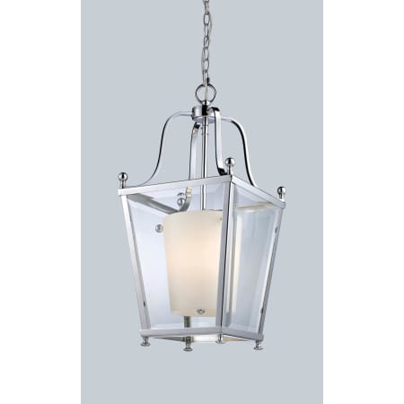 Z-Lite Ashbury 3 Light Full Sized Pendant with Clear Beveled Outside Glass and Matte Opal Inside Glass Shade Chrome