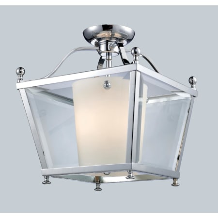 Z-Lite Ashbury 3 Light Semi-Flush Ceiling Fixture with Clear Beveled Outside Glass and Matte Opal Inside Glass Shade Chrome