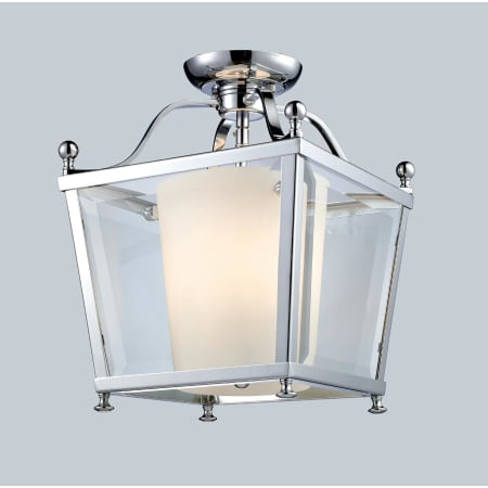 Z-Lite Ashbury 3 Light Semi-Flush Ceiling Fixture with Clear Beveled Outside Glass and Matte Opal Inside Glass Shade Chrome