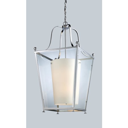 Z-Lite Ashbury 6 Light Full Sized Pendant with Clear Beveled Outside Glass and Matte Opal Inside Glass Shade Chrome