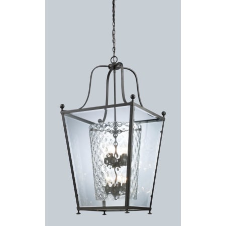 Z-Lite Ashbury 8 Light Full Sized Pendant with Clear Beveled Glass Outside and Clear Hammered Inside Glass Shade Bronze