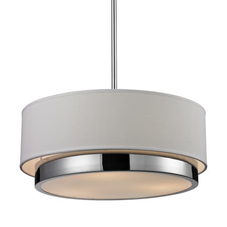 Z-Lite Jade 3 Light Full Sized Pendant with Off White Shade Chrome