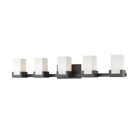 Z-Lite Peak 5 Light 39-5/8" Wide Integrated 3000K LED Bathroom Vanity Light with Matte Opal Glass Shades - ADA Compliant Bronze