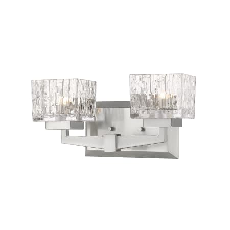 Z-Lite Rubicon 2 Light 14" Wide Vanity Light with Textured Glass and 3000K LED Bulbs Brushed Nickel / Clear