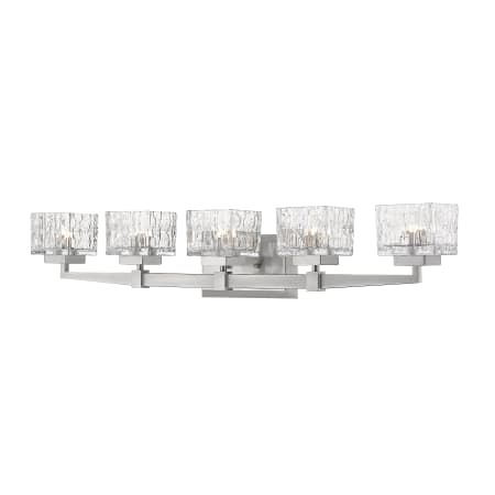 Z-Lite Rubicon 5 Light 36" Wide Vanity Light with Textured Glass and 3000K LED Bulbs Brushed Nickel / Clear