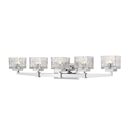Z-Lite Rubicon 5 Light 36" Wide Vanity Light with Textured Glass and 3000K LED Bulbs Chrome / Clear